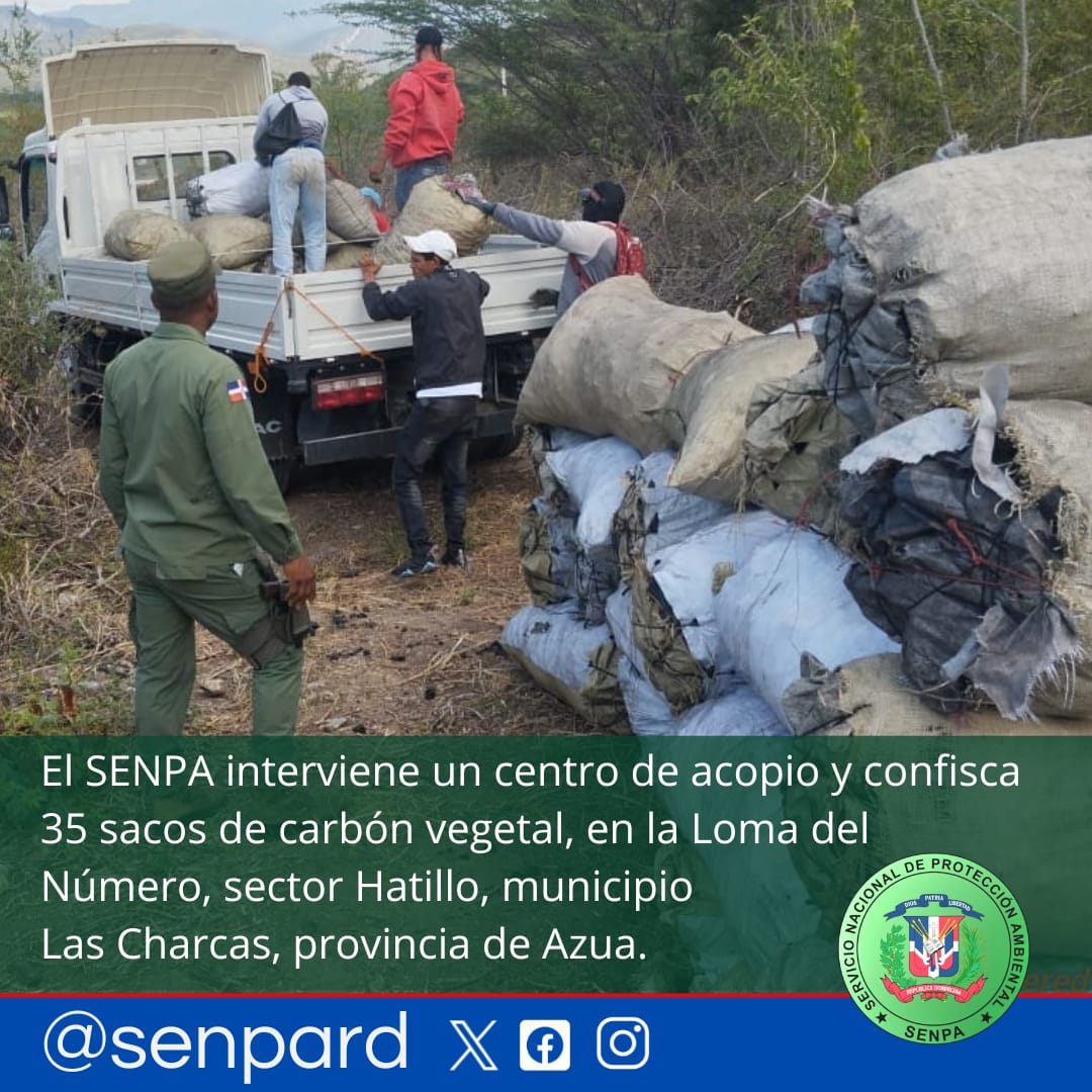 SENPA decomisa 35 sacos de carbón vegetal en centro de acopio ilegal en Azua