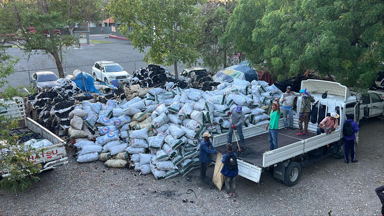 SENPA y Ministerio de Medio Ambiente desmantelan centro de acopio ilegal de carbón en Azua y confiscan 950 sacos